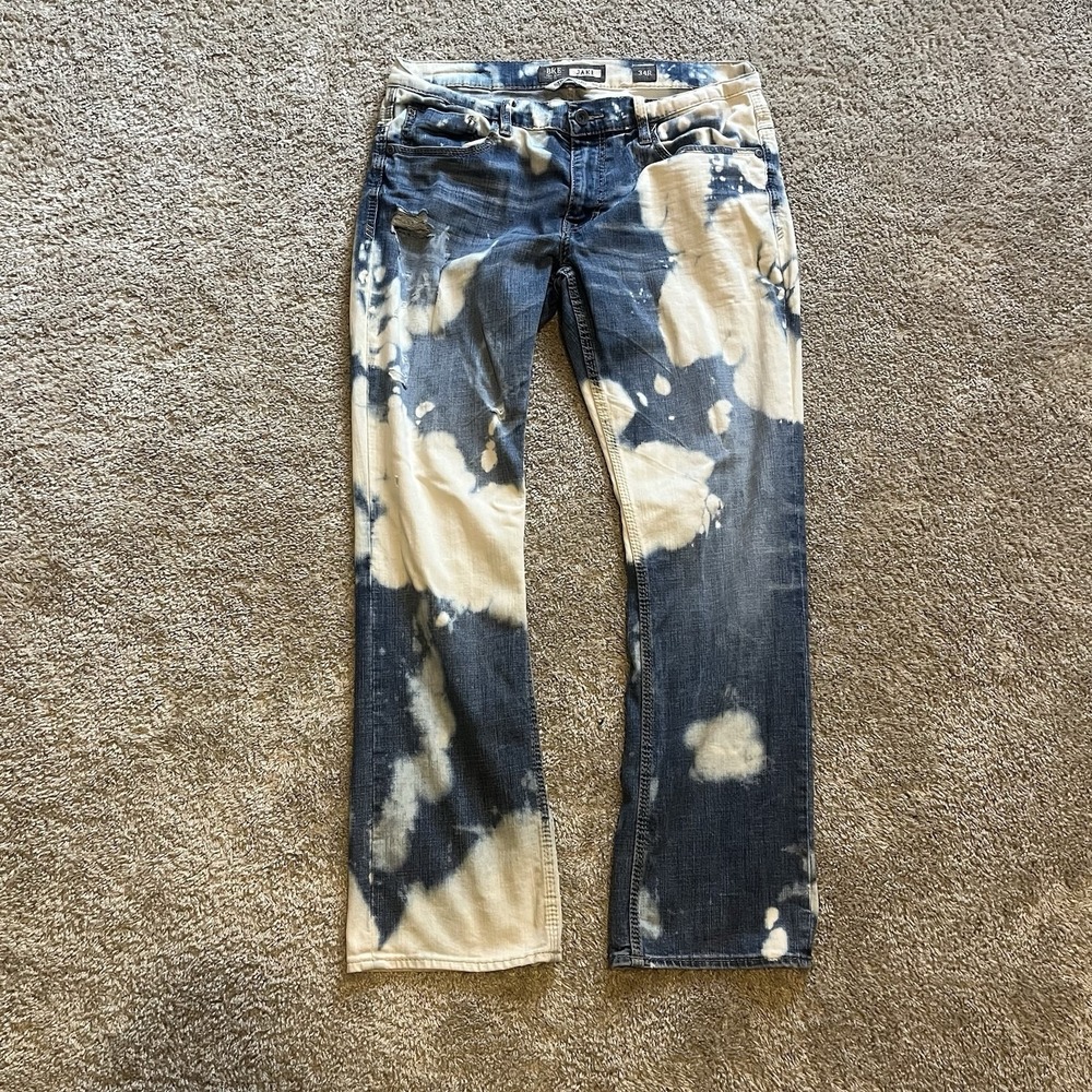 BKE Jeans Men 35x30 Blue Jake Straight Bleached Distressed Denim